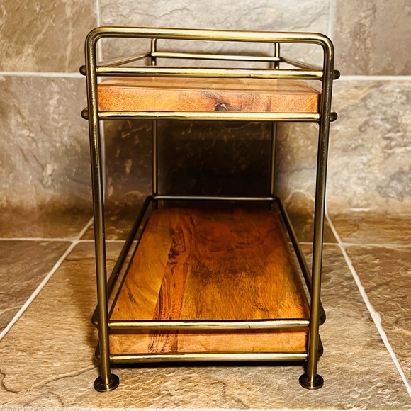 Tiered Wood & Brass Rectangular Serving Stand - Hearth & Hand with Magnolia - Picture 8 of 10